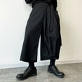 thumbnail image 4 of XIAONU Mens Pleated Hakama Pants Tie Waist Ankle Length Pants Flowy Avant Garde Casual Pants, 4 of 5