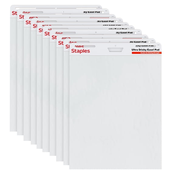 Staples Ultra Sticky Easel Pad 25" x 30" 10 Sheets/Pad 10 Pads/Carton (ST62839)