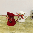 thumbnail image 2 of Flower Vase Bucket Bow Heart Pendant Can Farmhouse Rustic Jug for Centerpiecess Country Iron Pitcher Red iron, 2 of 5