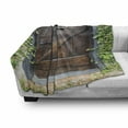 thumbnail image 3 of Rustic Soft Flannel Fleece Blanket, Small Spanish Style Dark Stained Wood Door Secret Garden with Grated Window Picture, Cozy Plush for Indoor and Outdoor Use, 50" x 70", Brown Green, by Ambesonne, 3 of 6
