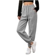 thumbnail image 3 of XUNKUSGA Women's Baggy Sweatpants Casual High Elastic Waist Cinch Bottom Sweat Pants Soft Comfy Solid Color Joggers Athletic Pants with Pockets and Drawstring S, 3 of 10