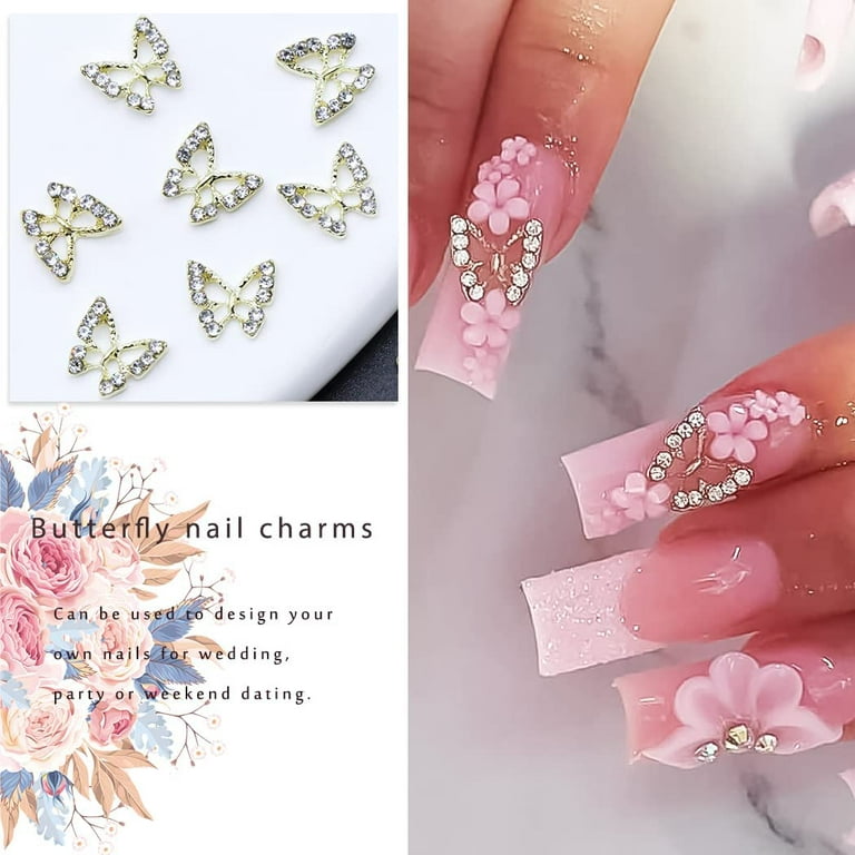 10pcs Crystal Alloy Star Nail Charms Rhinestones for Nails, 3D