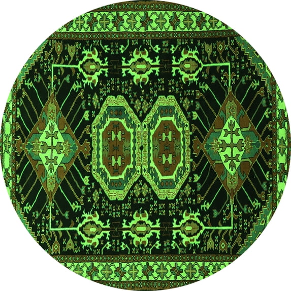 Ahgly Company Indoor Round Persian Green Traditional Area Rugs, 4' Round