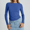 thumbnail image 2 of Baberdicy Long Sleeve Tshirts Shirts for Women Women's Long Sleeve Tops Round Neck Solid Color Slim Fit Casual Layering Tees, Blue3, L, 2 of 7