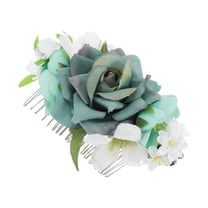 Unique Bargains 1 Pc Women's Simulated Flowers Hair Clip Comb for Parties Blue Polyester Fabric Iron