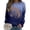 Blue, variant on Dolkfu Pull-on Women Clothing Long Sleeve Crew Neck Horse Black Sweatshirt Casual Animal Printed Tops Black,L