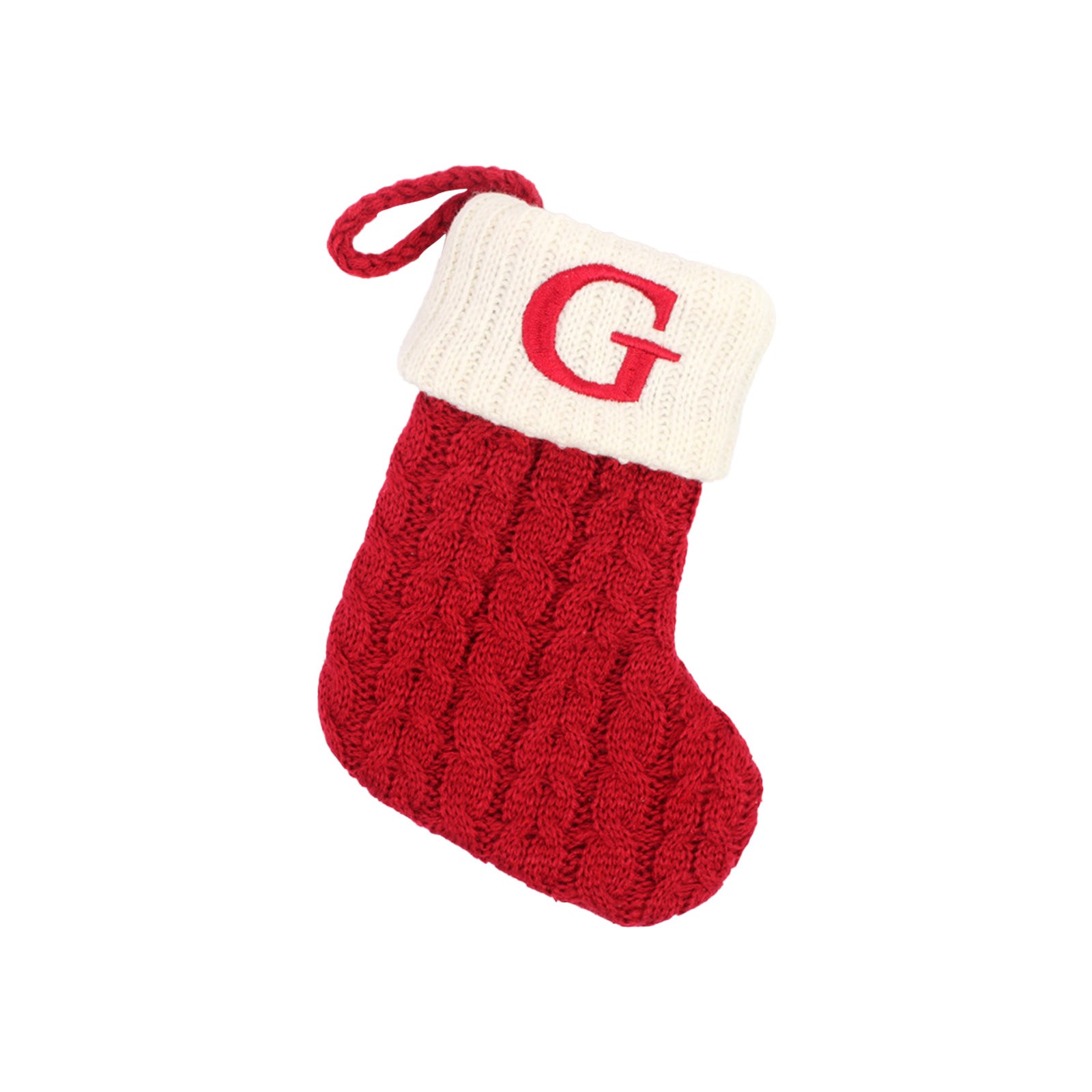Christmas Stockings With Initials Large Embroidered Letter Knit Red
