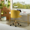 thumbnail image 3 of Velvet Task Office Chair Adjustable Swivel Rolling Gold Leg Tufted Back Teens Yellow, 3 of 10
