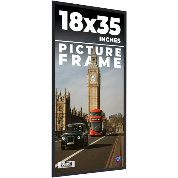 18x35 Frame Black Real Wood Picture Frame Width 0.75 inches | Interior Frame Depth 0.5 inches |