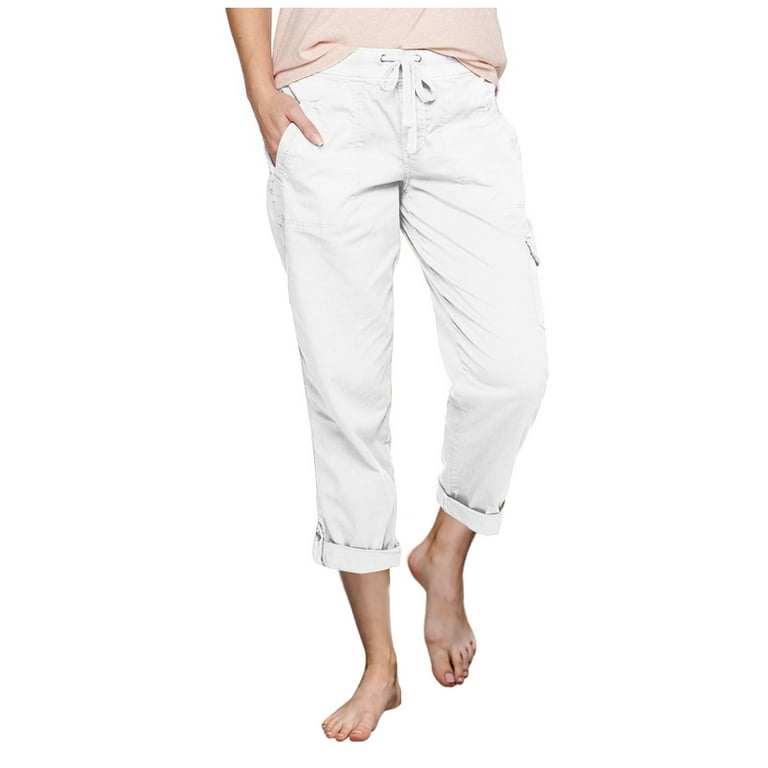 White cargo capri pants sale