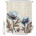 thumbnail image 2 of Vintage Flowers Waterproof Fabric Shower Curtain,Teal Blue Floral Brown Butterfly Leaf Waterproof Fabric Shower Curtain for Bathroom Curtains Bathtubs Hotel Shower Curtains with 12 Hooks Long 72x78in, 2 of 7