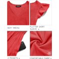 thumbnail image 5 of Women's Flutter Sleeve Smocked Midi Dress V Neck Casual Tiered Dresses with Pockets, 5 of 6