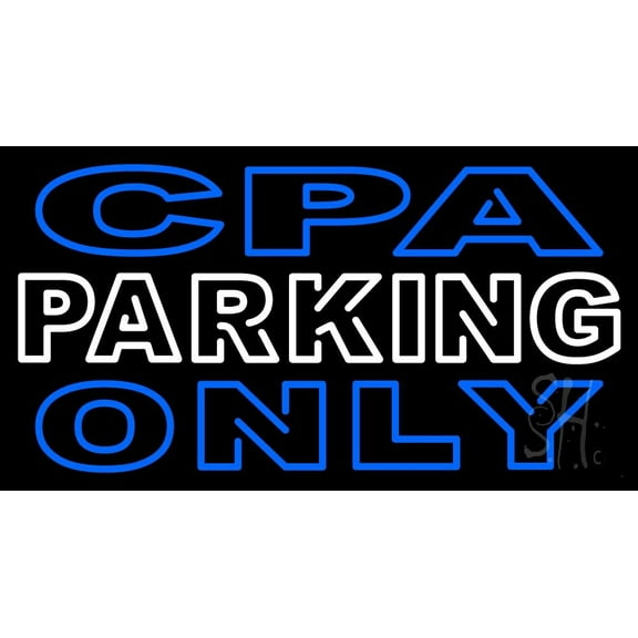 Double Stroke Cpa Parking Only LED Neon Sign 20 x 37 - inches, Black Square Cut Acrylic Backing, with Dimmer - Bright and Premium built indoor LED Neon Sign for Defence Force.