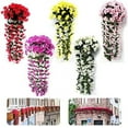 thumbnail image 6 of 2 Pack Artificial Hanging Flowers Plants, Silk Hanging Basket Lifelike Garland for Home Wedding Garden/Yard String Floral Decoration (Rose Red), 6 of 13