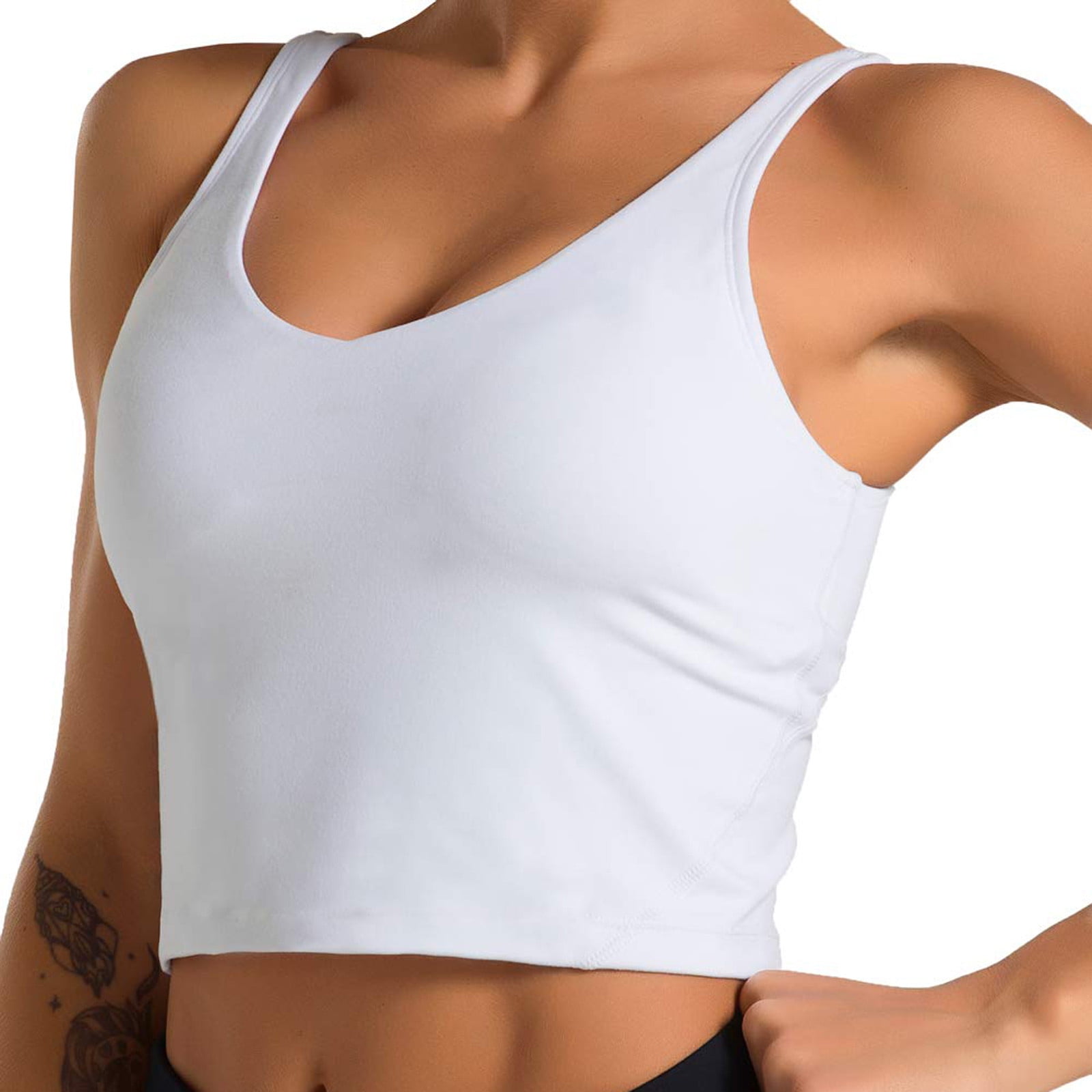 Outdoor Sport Crop Tops for Women Sleeveless Casual Vest Ladies Chest pad Movement Short Tank Tops 