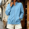 thumbnail image 2 of Ghalytn Women's Fleece Lined Full Zip Jacket Stand Collar Long Sleeve Casual Sweatshirt Coat with Pockets, 2 of 9
