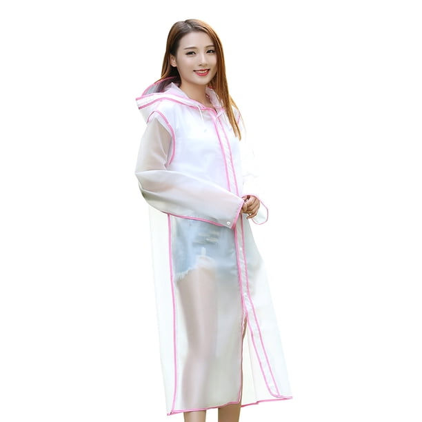 Chubasquero Soidarity transparente mujer impermeable con capucha poncho viaje Escalada rosado SG