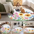 thumbnail image 6 of Country Watercolor Round Area&nbsp;Rug 5ft Florals Sunflower Wildflowers Butterfly Non-Slip&nbsp;Washable Circle Rugs Soft Felt Indoor Floor Mat for Bedroom Kitchen Living Room Bathroom, 6 of 9