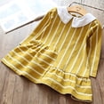 thumbnail image 3 of ContiKids Toddler Little Girls Peter Pan Collar Dresses Long Sleeve Striped Pattern Blouse Shirts Dress Yellow 5-6 Year, 3 of 4