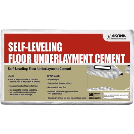 Akona Self-Leveling Floor Underlayment - Vinyl, Concrete, Tile, Hardwood, and More, 50 sq. ft. of Coverage (50 Pound, 1)