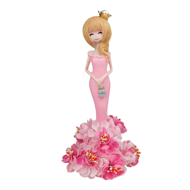 KAKOWELY Decoración creativa para tarta de cumpleaños de niña, adorable corona de muñeca de resina, artesanía para tarta, fiesta, hogar (rosa)