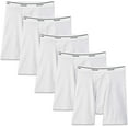 thumbnail image 2 of Fruit of the Loom Men's No Ride Up Boxer Brief Large Waist 36-38, White - Traditional Fly, 5 Pack, 2 of 2