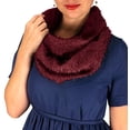 thumbnail image 1 of Peach Couture Faux Fur Warm Cozy Winter Infinity Loop Cowl Scarves Wine, 1 of 2