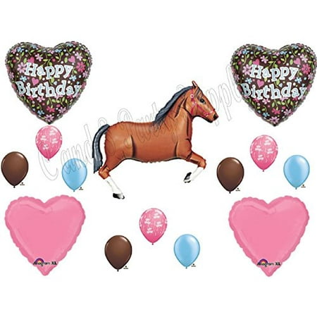 Brown Horse Floral Cowgirl BIRTHDAY PARTY Balloons Decorations Supplies