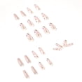 thumbnail image 2 of Uñas postizas de color rosa con diseño de ataúd cuadrado acrílico, uñas postizas brillantes, uñas de longitud media, cubierta completa artificial de flor, puntas compatibles con Wo Afortunado Sencillez, 2 of 4