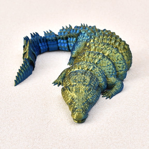 1PC Green blue 35CM 3D Printed Crocodile Figurine Dragon - Exquisite Gift, Hot-Selling Business Gift