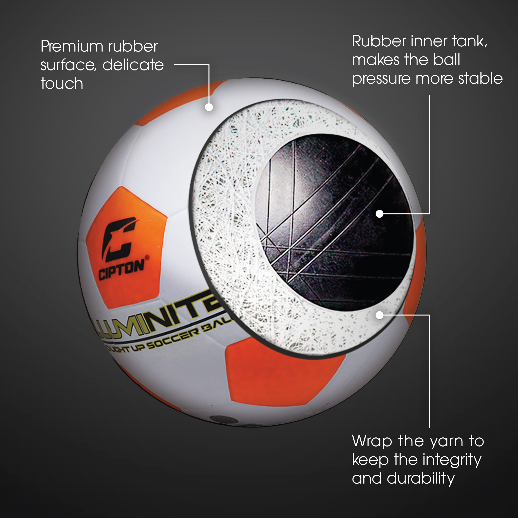 Cipton Illuminate LED Soccer Ball Size 5 Rechargeable photo 3