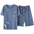 thumbnail image 5 of Pijamas nuevos, conjunto de ropa de descanso para hombre, conjunto de ropa de descanso informal sencilla y holgada de manga corta para jóvenes de verano, pijamas para niños de talla grande, 5 of 5