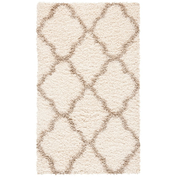 SAFAVIEH Daley Geometric Plush Shag Area Rug, Ivory/Beige, 11' x 15'