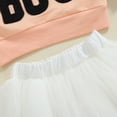 thumbnail image 5 of Toddler Baby Girl Halloween Outfit Hey Boo Embroidered Sweatshirt Tulle Tutu Skirt Set Kids Fall Winter Halloween Clothes, 5 of 8