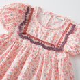 thumbnail image 2 of Vestido de verano de manga abullonada para niña, vestido de princesa con cuello cuadrado y encaje floral, vestido de manga corta para niña, 2 of 5
