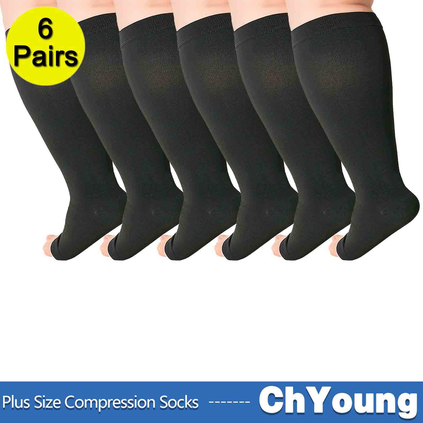 6Pack 2XL 10 Open Toe Compression Socks for Men and Women Stockings 20