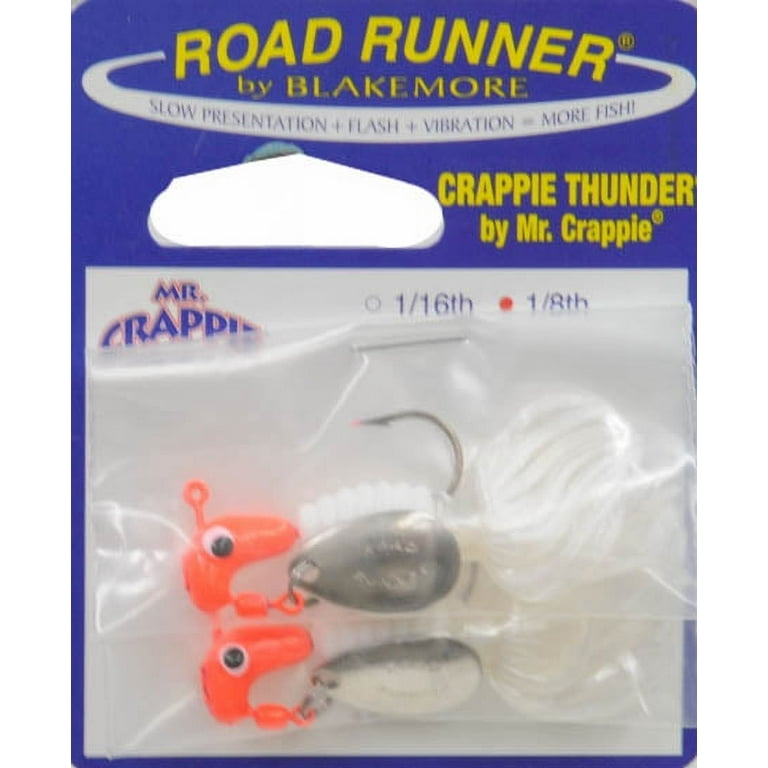 Road Runner Crappie Tamer, Red, White Underspin Fishing jig. 