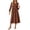 Coffee, variant on Summer Dresses for Women 2026 Round Neck Polka Dot Long Elastic Cuff Puff Sleeve High Waist Flowy Casual Midi Dress for Loungewear Vacation Daily Wear