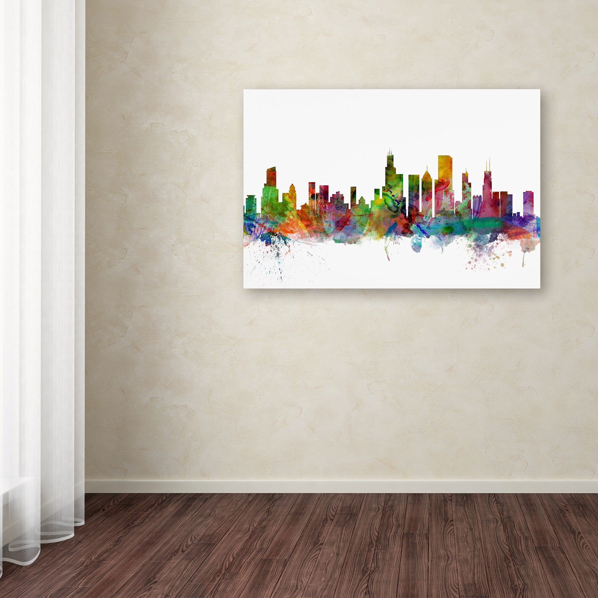 Trademark Fine Art "Chicago Illinois Skyline" Canvas Art by Michael Tompsett