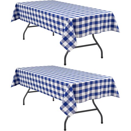 

Checkered Rectangle Tablecloth Waterproof 2 Pack 54 x 80 inch - Buffalo Plaid Table Cloth for Outdoor Picnic / Spring Party / Dining Royal Blue and White
