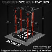 Mikolo Power Rack Cage, Weight Rack with Cable Crossover Machine,Multi-Function Squat Rack with J Hooks,Dip Bars and Landmine for Home Gym Red