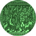 thumbnail image 1 of Ahgly Company Indoor Round Animal Emerald Green Traditional Area Rugs, 3' Round, 1 of 4