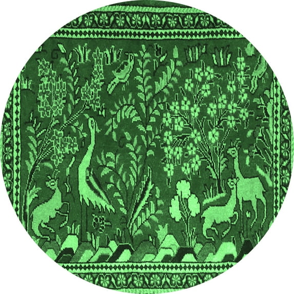 Ahgly Company Indoor Round Animal Emerald Green Traditional Area Rugs, 3' Round