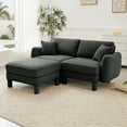 thumbnail image 2 of Newest Boucle Fabric Sectional 2-seater Loveseat Sofa Couch,Distinctive Shell-shaped Armrests,Removable Ottoman,Cylindrical Legs Wrapped,Self-fabric,Dark Grey Color, 2 of 17