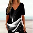 thumbnail image 1 of RWJDXD RWJDXD T-shirt Simple d'Été pour Femmes, Col en V, Manches Courtes, Mode Décontractée, 1 of 7