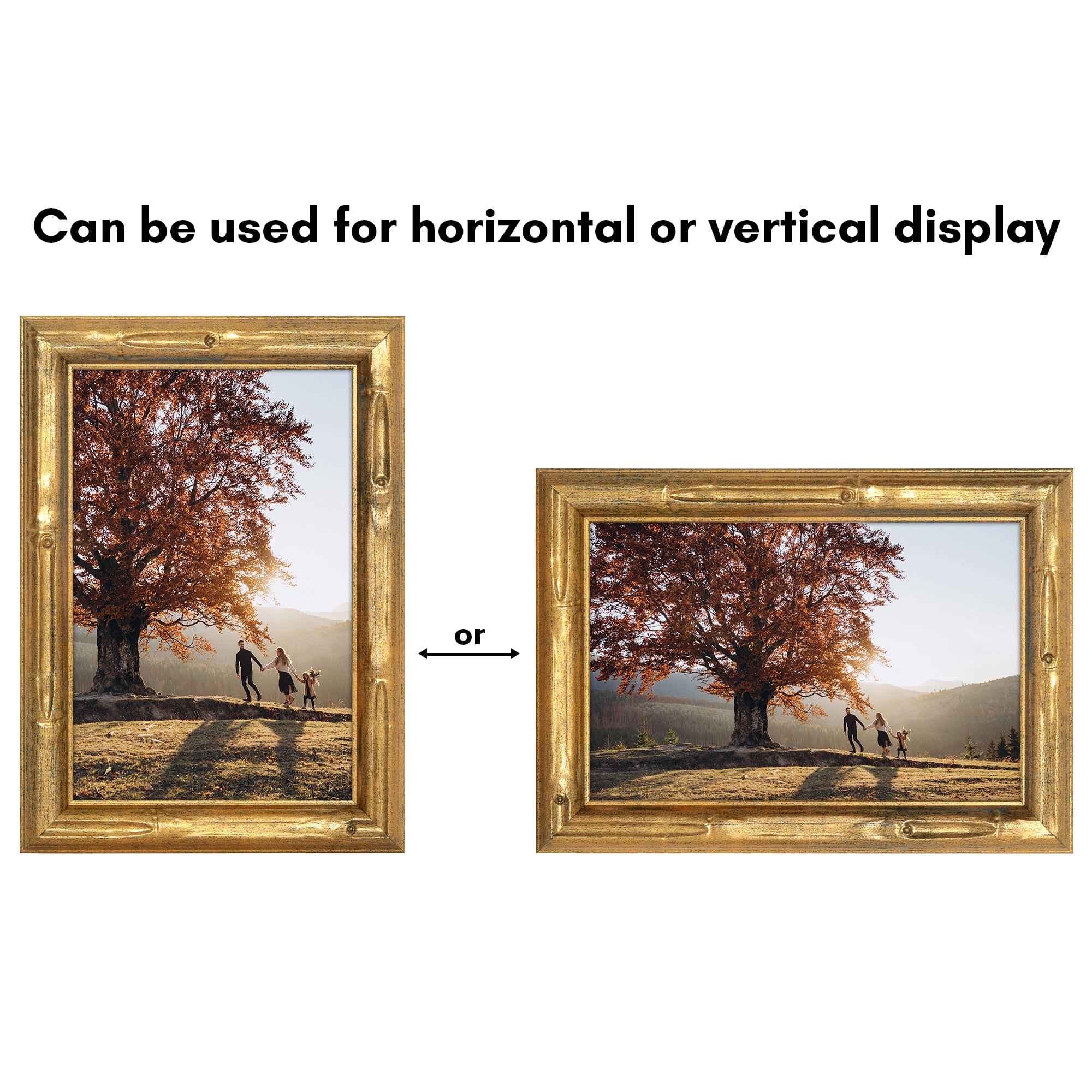 Americanflat 4x6 Picture Frame with Shatter-Resistant Glass Bamboo Style Molding Elegant Gallery Frames - Gold
