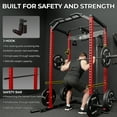 thumbnail image 3 of Mikolo Multi-Functional Squat Rack with LAT Pulldown System Exercise Power Cages, Metal Red, 3 of 16