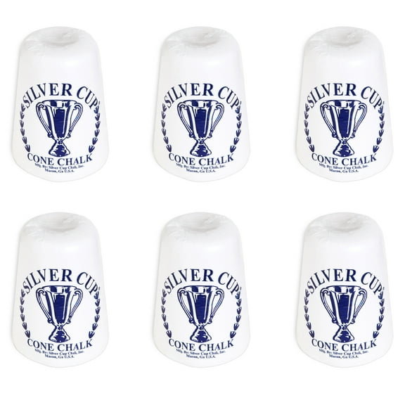 Silver Cup Billiard Cone Chalk White, 6-Pack