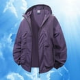 thumbnail image 2 of MIXUE Mens Coats And Jackets Autumn Winter Solid Color Hooded Long Sleeve Zip Up Loose Casual Coat Outwear,Purple,M, 2 of 4