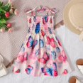 thumbnail image 4 of Baby Girls Floral Print Strappy Dress Lightweight Summer Dress With Adjustable Ties Beach Casual Sundress Soft Dailywear 5-6 Years, 4 of 6